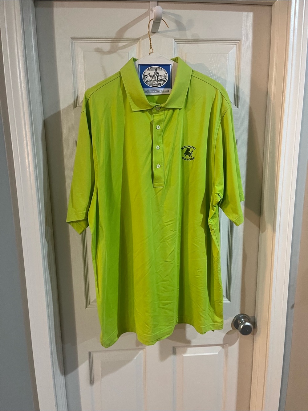 Men's Lime Green Performance Polo Shirt with Embroidered Chest Logo